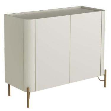 Imagem de Aparador Buffet Para Sala de Jantar 2 Portas Pés Industrial Dourado Na