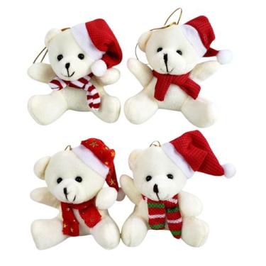 Imagem de Kit 24 Ursinho de Natal Branco Cachecol Urso Pelúcia Pequeno - MultiA