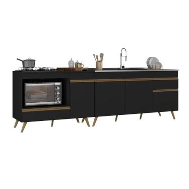 Imagem de Kit Balcão Cozinha para Cooktop/Forno 105cm e Gabinete Pia 150cm Retrô Veneza Multimóveis MP2288