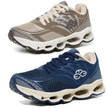 Imagem de Kit 2 Tênis Masculino Infantil Casual Moderno Para Escola Bege e Marinho (BEGE/MARINHO, BR, Criança de 4 a 8 anos, Numérico, 33)