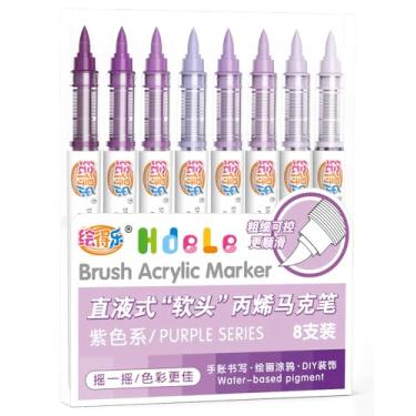 Imagem de Guangna Marcadores de tinta acrílica, canetas de tinta acrílica com ponta de pincel para pintura de abóbora, arte de Natal, pintura rupestre, madeira, vidro, cerâmica, tela, pedra, artesanato DIY