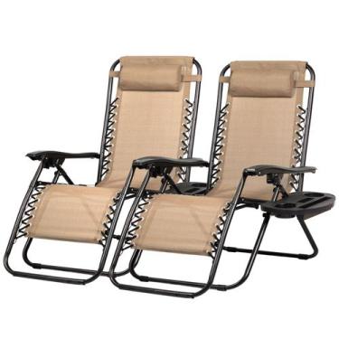 Imagem de Espreguiçadeira Nazhura Relaxing Recliners, conjunto de 2 com travesse