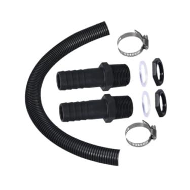 Imagem de Baoblaze Jogo do conector do tambor da chuva, jogo da ligação da tubulação do conector da extremidade tambor da água da chuva que liga o jogo para o jardim do, Preto com Grampos