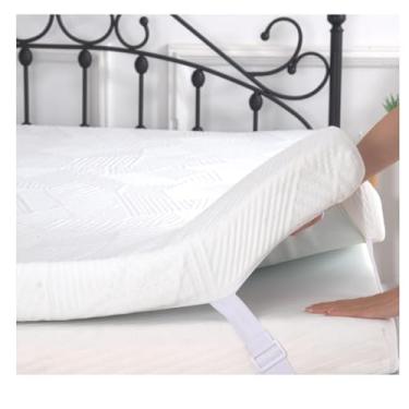 Imagem de Cobertura de colchão, espuma viscoelástica de gel de 5 cm, almofada de resfriamento, orifícios de ventilação, capa removível de raiom de bambu, tiras elásticas antiderrapantes, certificado CertiPUR-US, por Joyride Sleep (Tamanho King)