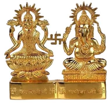 Imagem de Ídolos de metal Lakshmi Ganesh feitos de metal estátua de Laxmi Ganesha estatueta tradicional para escritório em casa decoração de templo Puja Diwali Deepawali Dhanteras Pooja presente de inauguração