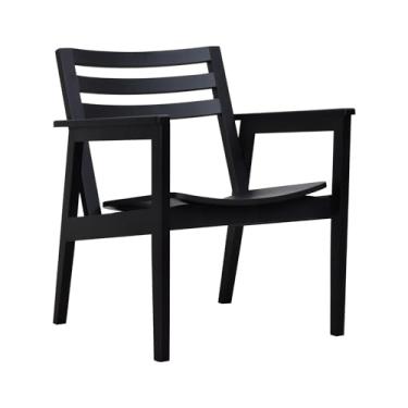 Imagem de Poltrona Cairo Madeira Maciça Encosto Ripado Assento Anatômico - Preto - Madeira