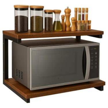 Imagem de Prateleira Multiuso De Parede 60cm Para Micro-ondas Impressora Airfryer MDF(Amadeirado)