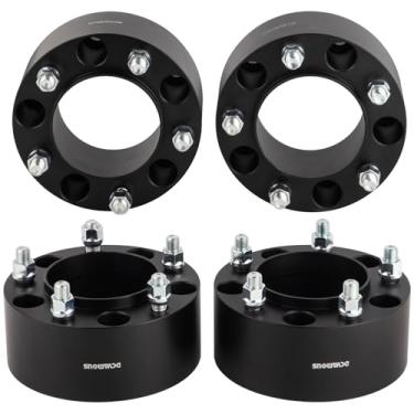 Imagem de DCVAMOUS Espaçadores de roda Hubcentric 5 x 150 pretos 4 peças 6 cm com pinos de 14 x 1,5 compatível com Toyota 5 Lug para Tundra 2007-2021, Land Cruiser 1998-2023, Sequoia 2008-2022, LX 570 2008-2025