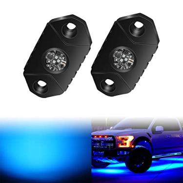 Imagem de 4WDKING Luzes De Led Azuis Para Rocha, 2 Cápsulas Ip68 À Prova D'Água, Lâmpada Trilha Com Brilho Inferior, Neon Caminhão, Jipe, Off-Road, Carro, Barco, Quadriciclo, Suv, Motocicleta