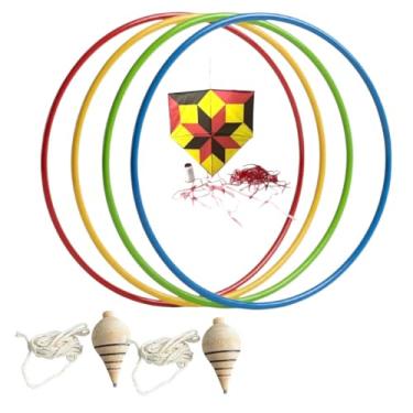 Imagem de Kit Brincadeiras de criança 1 pipa + 1 bambole + 1 pião