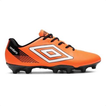Imagem de Chuteira Campo Umbro On Masculino, 42, Laranja, Branco