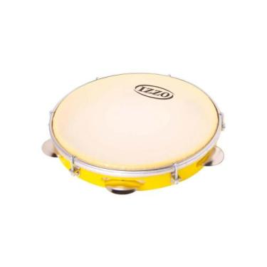 Imagem de Pandeiro Pandeirola Izzo10 pol Abs Pele Leitosa Amarelo 3430