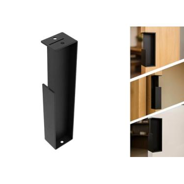 Imagem de Puxador de Embutir TL PRO Para Porta de Correr Interna e Externaem Aço Carbono Preto Fosco | Para Madeira, MDF ou Metálica | Design Moderno com Parafusos Inclusos (Largura 3,5 cm)