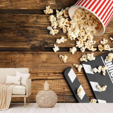 Imagem de Papel de Parede Cinema Madeira Pipoca Sala Painel - 177pcp - Allodi