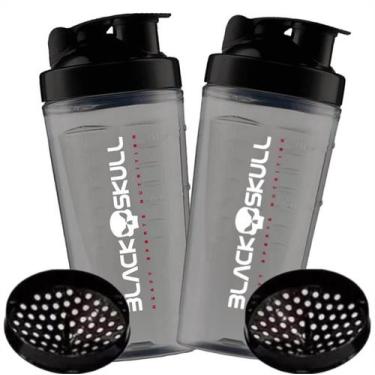 Imagem de 2x Coqueteleira Shakeira Black Skull 800ml Fumê Garrafa para Tomar Sup