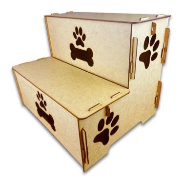 Imagem de Escada Pet P/ Cama Madeira 2 Degraus P/ Cachorro E Gato 30cm - JKVERAS