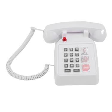 Imagem de Asixxsix Telefone Fixo retrô, Telefone Grande de Botão para Idosos, Telefone do Cabo Vintage Com Controle de Volume, 5 Números de SOS e 2 Números Familiares, Telefone Fixo para Casa e