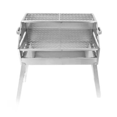 Imagem de Churrasqueira A Carvão Aço Inox Galvanizado Desmontável Duas Grelhas Mec Angus 65X40 Mec Grill