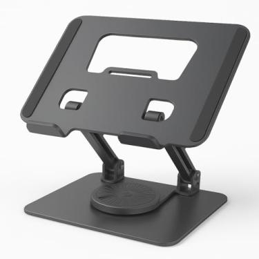 Imagem de Suporte para Notebook até 11 Polegadas e Tablet/Celular Dobrável Ajustável 360° Para Mesa Portátil Ergonômico de Metal Alumínio indicado para Home Office e Escritórios - (PRATA) - (CINZA)
