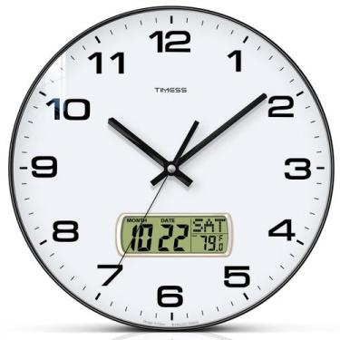 Imagem de Relógio de parede TIMESS com mostrador silencioso de 10 cm LCD operado