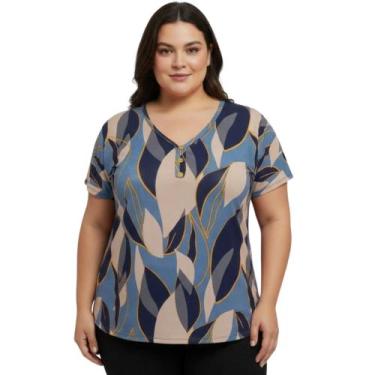 Imagem de Blusa Feminina Malha Liganete Estampadas Senhoras Plus. - PMQ, G