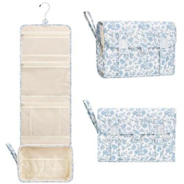 Imagem de Bolsa de higiene suspensa Relavel, flor azul resistente à água