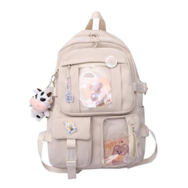 Imagem de Mochila FunnyBeans Beige Canvas para mulheres - Lightbek Official Stor
