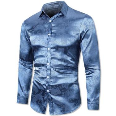 Imagem de Camisa QZH.DUAO SC 302 Silk Like Satin Paisley para homem