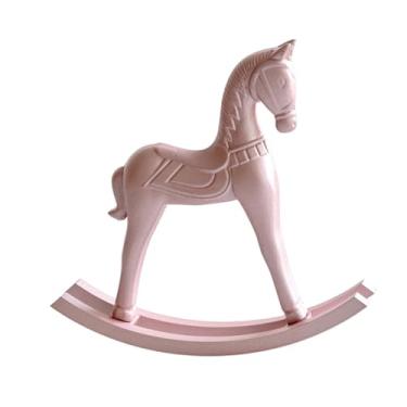 Imagem de Generic Coleção de enfeites de estatueta de cavalo de madeira, estante, escultura animal simples, estátua de cavalo de balanço para aniversário, jardim, hotel