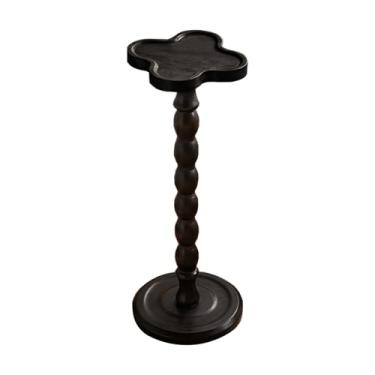 Imagem de Homcity Mesa lateral, mesa de canto pequena, mesa de bebida para pequenos espaços para sala de estar, cantos, lado de sofá, banheiro, (preto) (1, formato de trevo de quatro folhas)