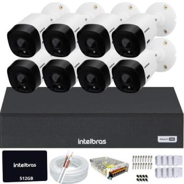 Imagem de Kit 8 Câmeras Intelbras 1120b Hd DVR Mhdx 1108-c Com SSD 512gb