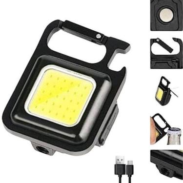 Imagem de Mini Lanterna Mosquetão Recarregável USB Chaveiro LED com Abridor de G