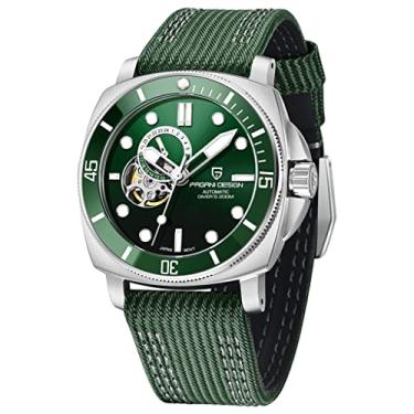 Imagem de HaiQin Pagani Design 1736 Relógio de pulso automático masculino com movimento NH39, pulseira de nylon, impermeável, 200 m, Verde, Casual