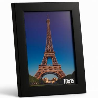 Imagem de Porta-Retratos 10x15 Moldura Madeira Preto com Vidro para Foto Decoração Sala Escritório Quarto Premium IMPORT&SHOP (1, 10 x 15)