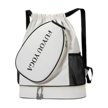 Imagem de Lljsszr Bolsa de Tênis Bolsa de Remo Mochila de Tênis Mochila Portátil à Prova D'água para Atividades Ao Ar Livre Badminton Mulheres Homens, Branco