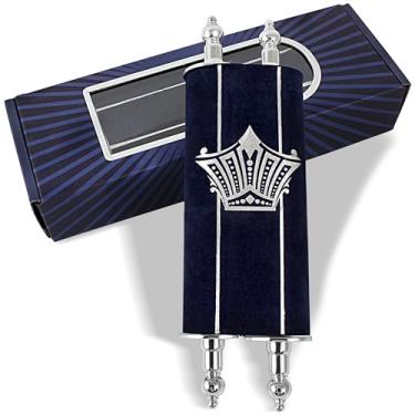 Imagem de Zion Judaica Complete Small Sefer Torah Scroll 20.3 cm Full Five Books of Moses Tora Scripture with Vogels Trop Simchat Tohrah All Old Testaments Judaica Gift for Bar/Bat Mitzvah Mini Tora Reading