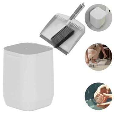 Imagem de Lixeira Suspensa Piso/Parede+Pá Para Lixo+Escova Limpeza -Ou