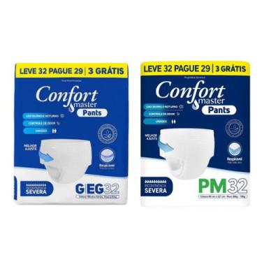 Imagem de KIT 2 PCT Fralda Calça Geriátrica Confort Master Pants C 32 Unidades P