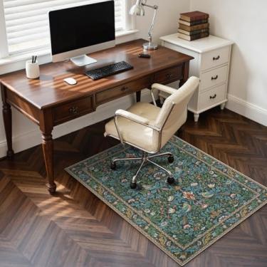 Imagem de Anidaroel Tapete de cadeira de escritório de 91 cm x 122 cm para piso de madeira/azulejo, tapete vintage para cadeira de escritório, tapete de mesa floral antiderrapante para escritório, tapetes de