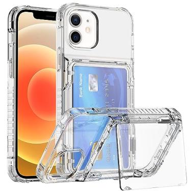 Imagem de SORAKA Capa transparente para iPhone 12/12 Pro com porta-cartões,capa protetora 2 em 1 em acrílico transparente e TPU macio