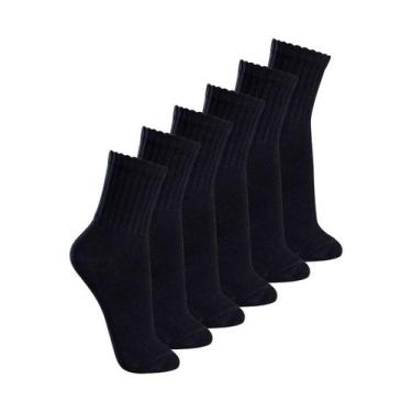Imagem de Kit com 6 Pares de Meias Esportiva Cano Médio Lupo 3290-009, Preto, 37