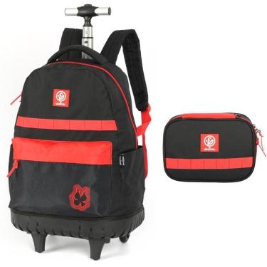 Imagem de Kit Mochila Rodinhas Oficial Enaldinho Luxcel Mc47512 Preto