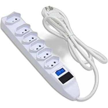 Imagem de Extensão Elétrica Régua Padrão Tripolar 6 Tomadas 10A Cabo 1,5 Metros Bivolt (110/220v) Com Fusível De Proteção