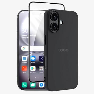 Imagem de Kit Capa Capinha Case Proteção Premium Preta Anti Impactos + Película de Vidro 3d (iPhone 16)