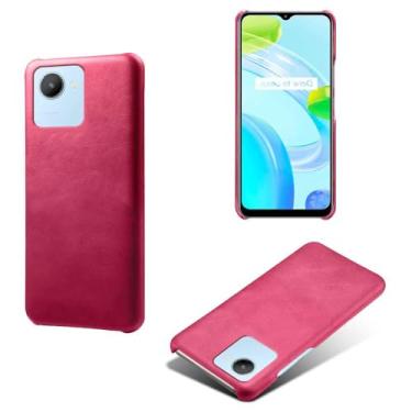 Imagem de Capa para OPPO Realme C30 4G,Proteção contra quedas,Casca de volta de cor sólida simples,Design de couro de imitação de plástico-Rose