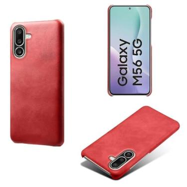 Imagem de Capa para Samsung Galaxy M56 5G,Proteção contra quedas,Casca de volta de cor sólida simples,Design de couro de imitação de plástico-Red