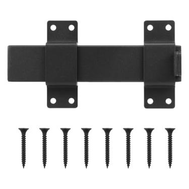 Imagem de Trava de portão deslizante de 19 cm com orifício de cadeado, trava ajustável para cerca de madeira, trava de portão resistente para porta aberta deslizante e giratória, porta de celeiro, cerca ao ar