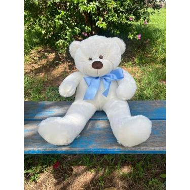 Imagem de Urso De Pelucia Grande Presente Criança 50cm Antialérgico (baunilha laço azul bebê)