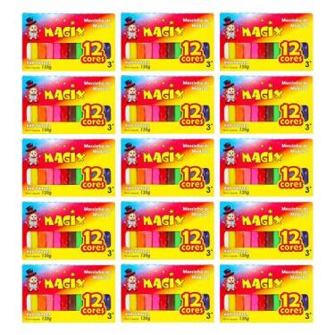Imagem de Kit 15 Massinha De Modelar 12 Cores Magix 130g Multicolor