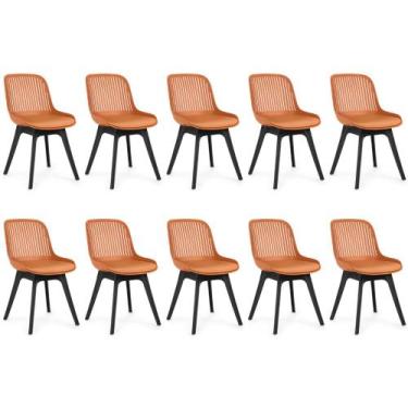 Imagem de Kit 10 Cadeiras de Jantar Estofada Design Marcela - Marrom - Magazine 